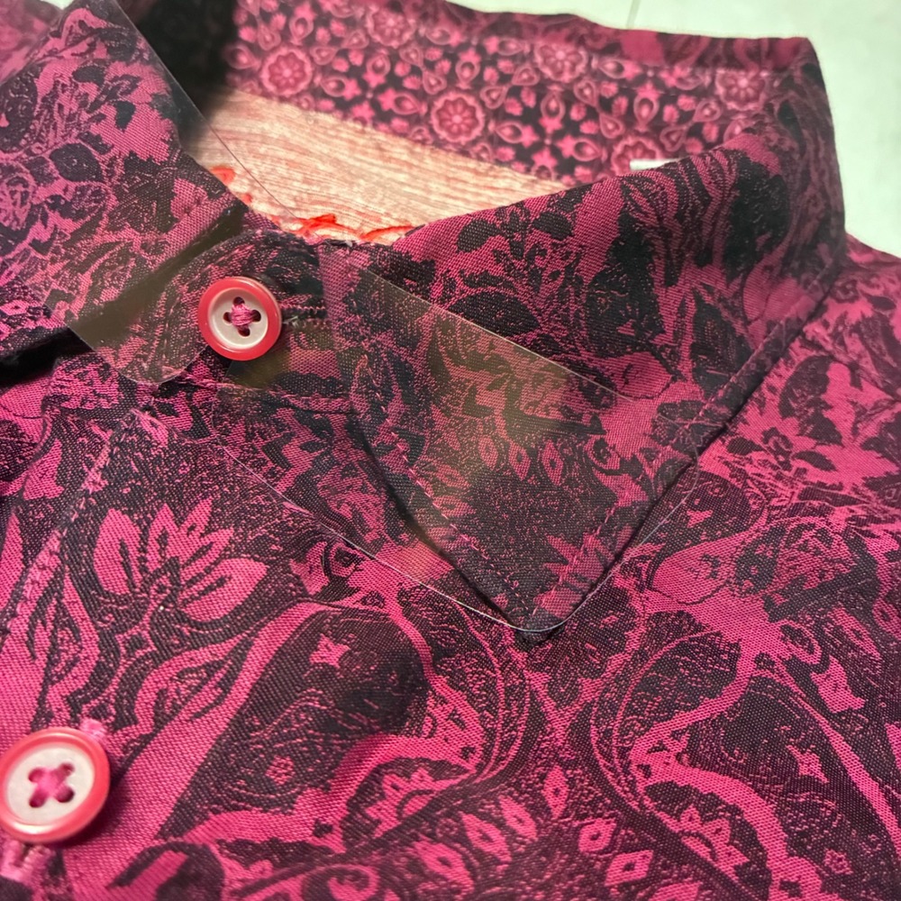 Robert Graham Mens Magenta Paisley Button Down Shirt Classic Fit Large - Picture 6 of 6